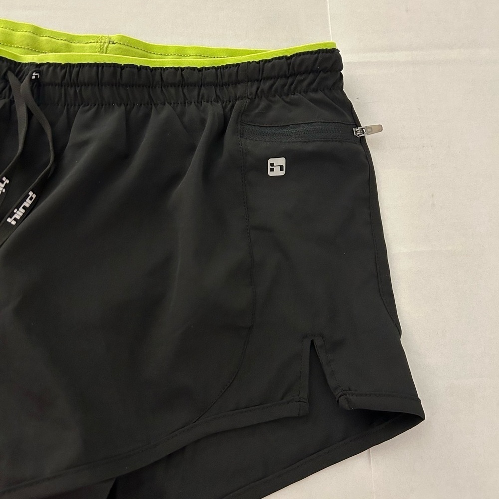 Hind Men's Black Shorts with Neon Green Waistband size medium. Running sports